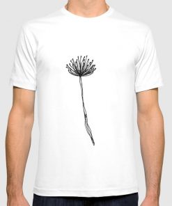 Simple Flower Outline Print T-Shirt DB