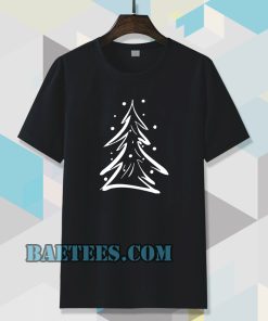 Evergreen Scribble Snow Tree Boyfriend Tee T-shirt