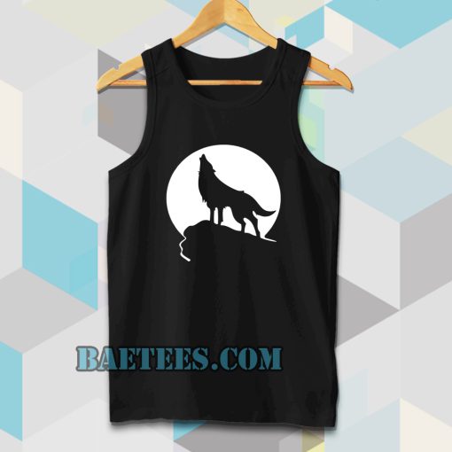 Howling wolf silhouette and full moon Tanktop