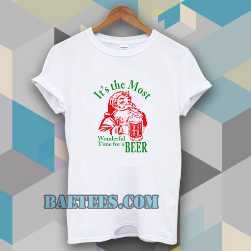 Santa Claus It's the most Wonderful Time for a Beer Christmas T-shirt