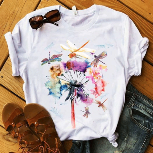 Dandelions and dragonflies T-shirt TPKJ3