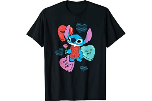 Disney Stitch Funny Candy Hearts Valentine's Day T-Shirt TPKJ3