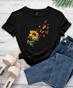 Sunflower And Butterfly Print Tee TPKJ3
